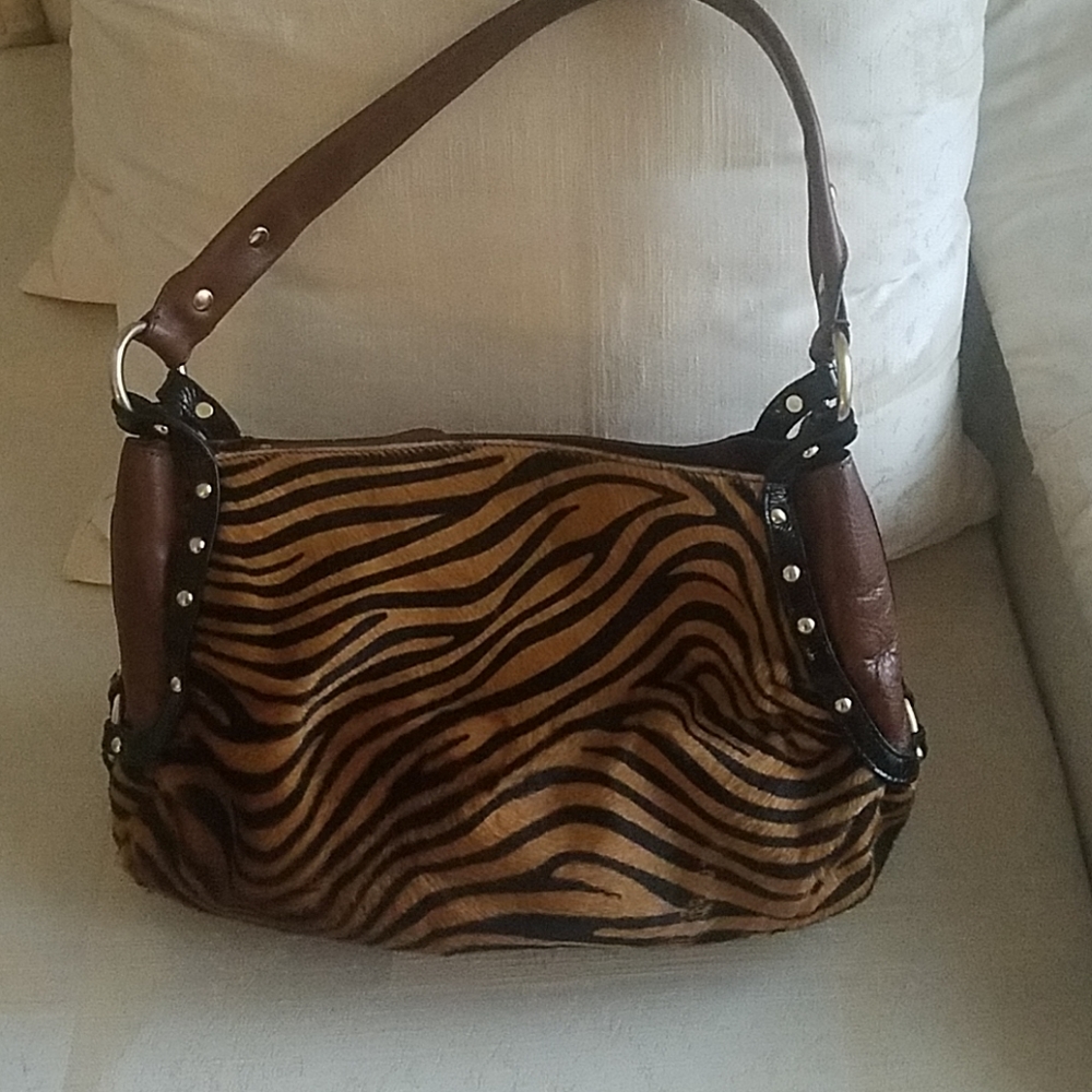 Kate Landry cowhide studded shoulder bag